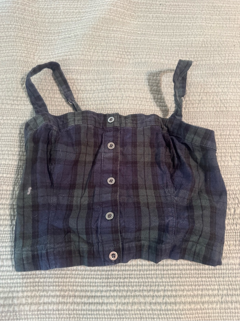 Hollister Smocked Waist Sleeveless Top - Dark Navy & Olive plaid